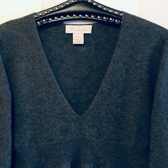 Mainbocher Sz S 100% 2-PLY Cashmere Women's Sweater Tunic Gray - Picture 3 of 7